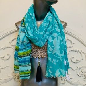 Loft Factory Turquoise Blues Scarf Wrap NWT